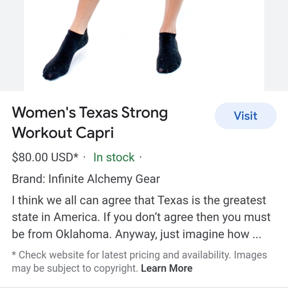 Infinity Texas strong workout capris size XS - Picture 10 of 12